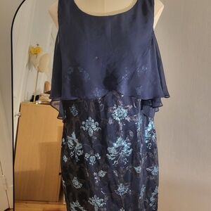 Elegant Navy Blue Floral Dress